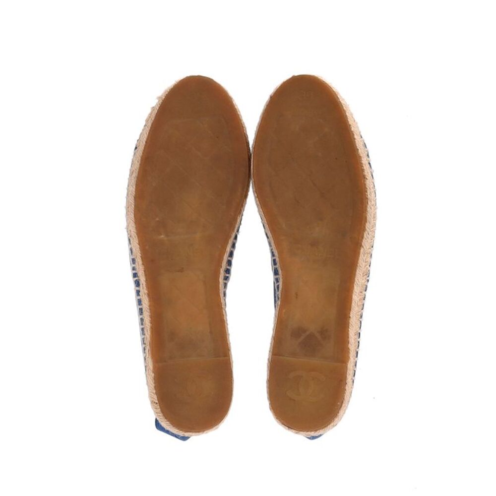 Chanel CC Espadrille Flats in Blue Lambskin Leather - Picture 5 of 12